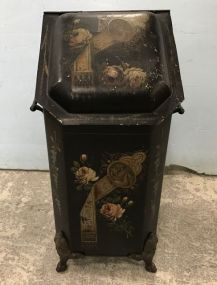 Antique Painted Tin Coal Scuttle