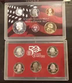 2002 United States Mint Silver Proof Set and State Quarters