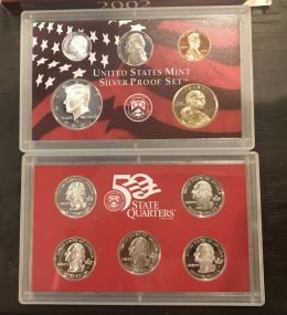 2002 United States Mint Silver Proof Set and State Quarters