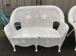 White Rattan Outdoor Settee