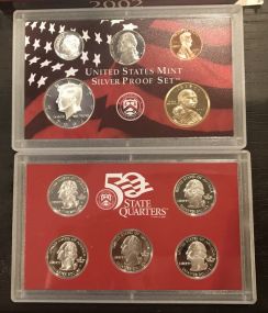 2002 United StatesMint Silver Proof Set and State Quarters