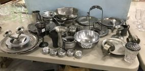 Group of Pewter and Silver Plate Serving Pieces