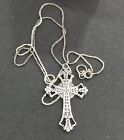 Sterling Silver Cross .925 Italian Silver Chain Necklace