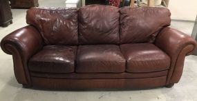 Brown Three Cushion Leather Sofa
