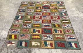 66 Antique Tobacco Flannels Sewn Together in A Quilt Top