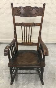 Antique Oak Pressed Back Rocking Chair