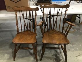 Two Maple Antique Reproduction Windsor Style Chairs