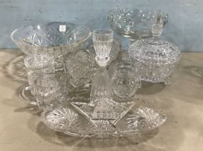 Group of Pressed and Etched Glassware