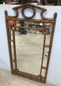 Large Wood Bamboo Style Wall Mirror