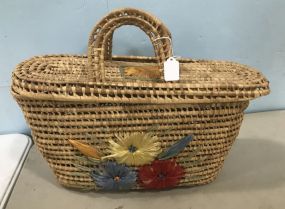 Flower Design Woven Basket