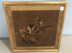 Reproduction Print of Ming Artist Basket Filled with Flowers