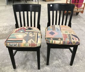 Pair of Modern Factory Black Side Chairs