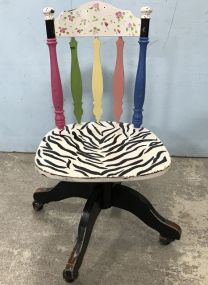 Hand Painted Multi Color Desk Chair
