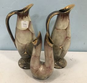Three Unique Porcelain Hand Painted Vases
