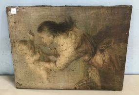 Unframed Mother And Child Antique Reproduction On Canvas