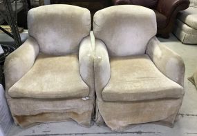 Pair of Upholstered Skirted Arm Chairs