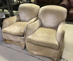 Pair of Upholstered Skirted Arm Chairs