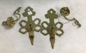 Pair of Brass Wall Candle Holder Sconces