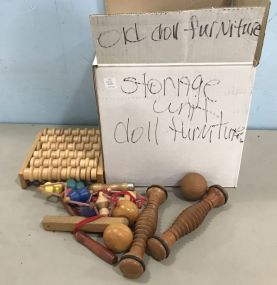 Child's Doll Furniture and Wood Exercise Equipment