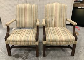 Pair of Modern Chippendale Style Arm Chairs