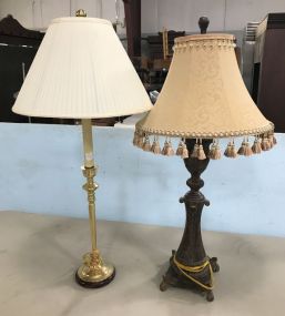 Brass Pole Lamp and Resin Column Lamp
