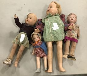 Four Old Child's Dolls