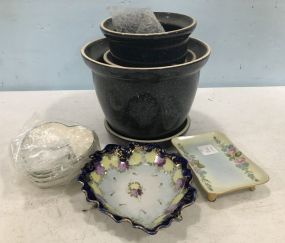 Porcelain Dishes and Pottery Assorted Sized Planters
