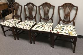Four Vintage Mahogany Sheraton Style Dining Chairs