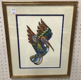 Walter Anderson Vertical Pelican Hand Colored Print