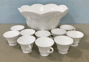 Vintage Milk Glass Punch Bowl