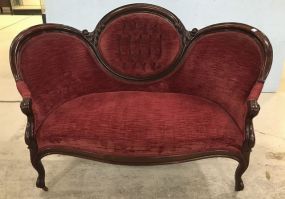 Victorian Style Mahogany Parlor Settee
