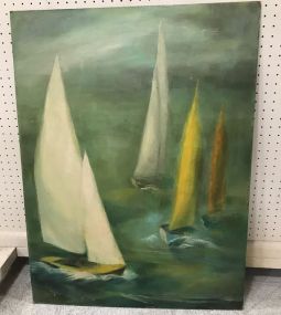 Myra Green Sail Boat Painting