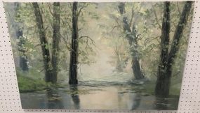 Landscape Woods Painting Signed Lower Right