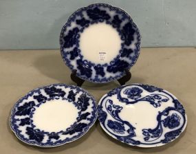 Three Flow Blue English Plates