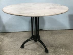 Round Marble Top Iron Base Pedestal Table