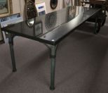 Large Faux Marble Top Iron Base Dining Table