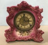 W.L. Gilbert Cranberry Porcelain Mantle Clock
