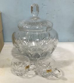 Heavy Joska Bleikristall Crystal Punch Bowl and Cups