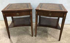 Pair of Pembroke Style Leather Top Side Tables