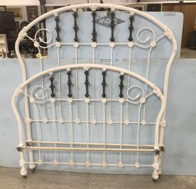 Vintage White Painted Iron Full Size Bed
