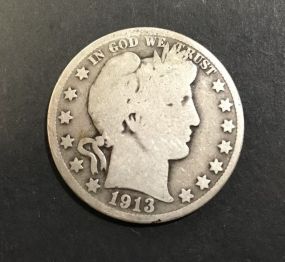 1913-S Barber Half Dollar