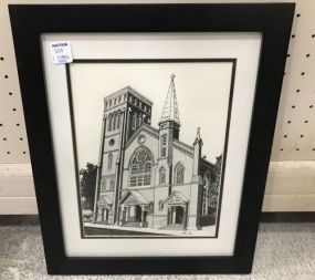 Laurin Stennis Ink Drawing of Church