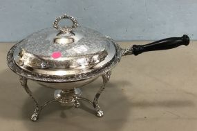 Ornate Silver Plate Warmer Stand with Pan