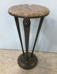 Vintage Metal Marble Top Pedestal