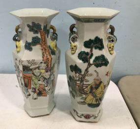 Asian Style Hand Painted Vases