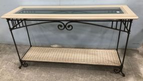 Decorative White and Metal Sofa/Console Table