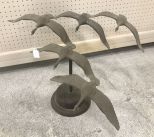 Vintage Metal Geese in Formation Statue