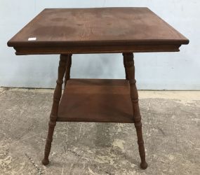 Vintage Oak Square Top Lamp Table