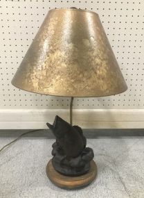 Carved Wood Base Table Lamp