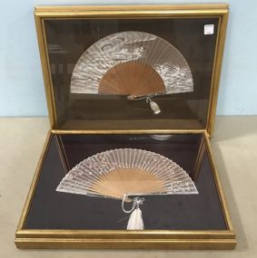 Pair of Shadow Box Oriental Fans